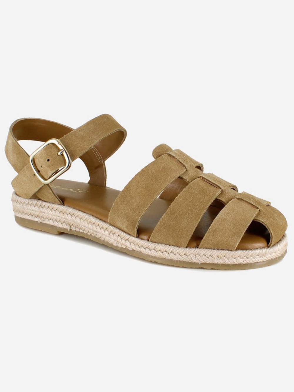 Splendid Row Fisherman Sandal in Honey Beige, Genuine Suede, Size 7.5